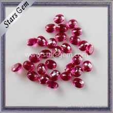 Oval Small Size # 5 Red Synthetic Corundum Ruby Gemstone